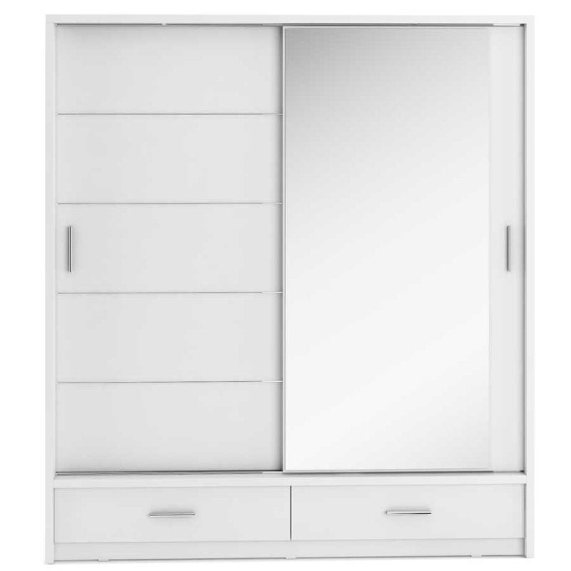 Kleiderschrank ARTI 5 mit zwei Schiebetüren, zwei Schubladen und einem Spiegel LENART