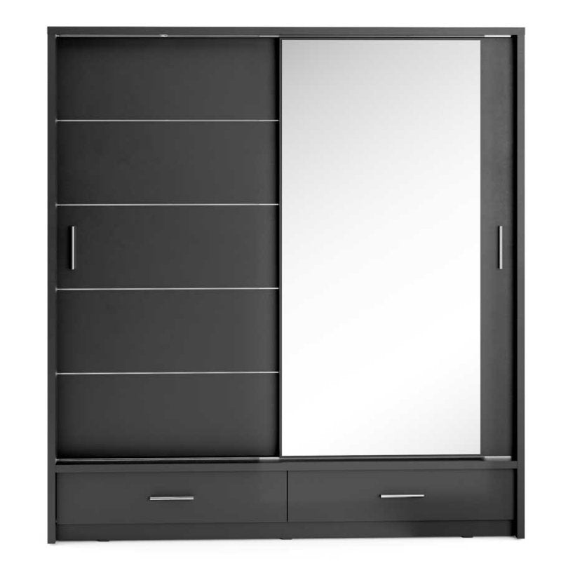 Kleiderschrank ARTI 5 mit zwei Schiebetüren, zwei Schubladen und einem Spiegel LENART