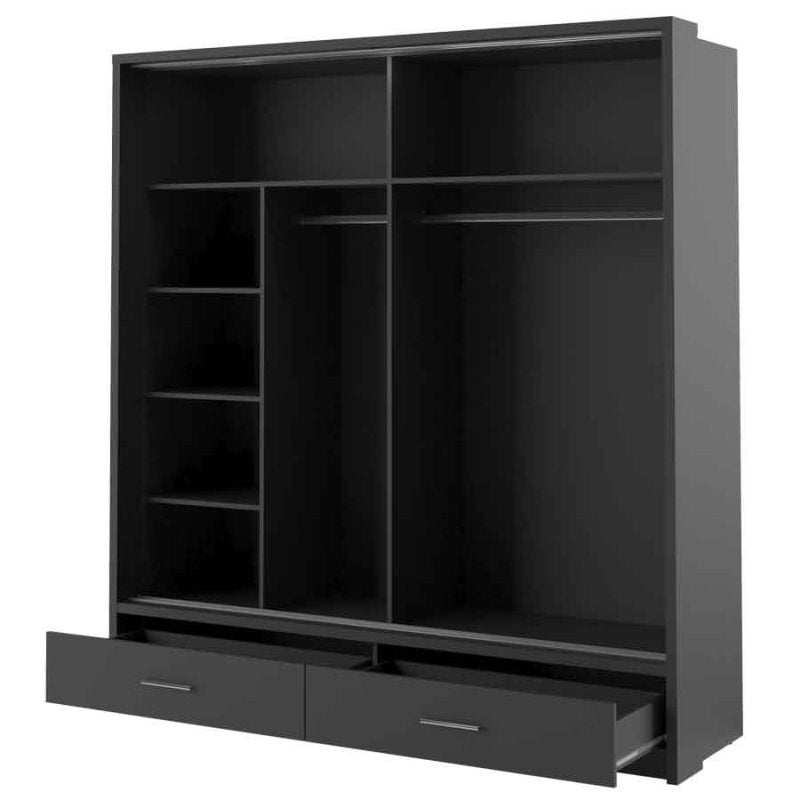 Kleiderschrank ARTI 5 mit zwei Schiebetüren, zwei Schubladen und einem Spiegel LENART