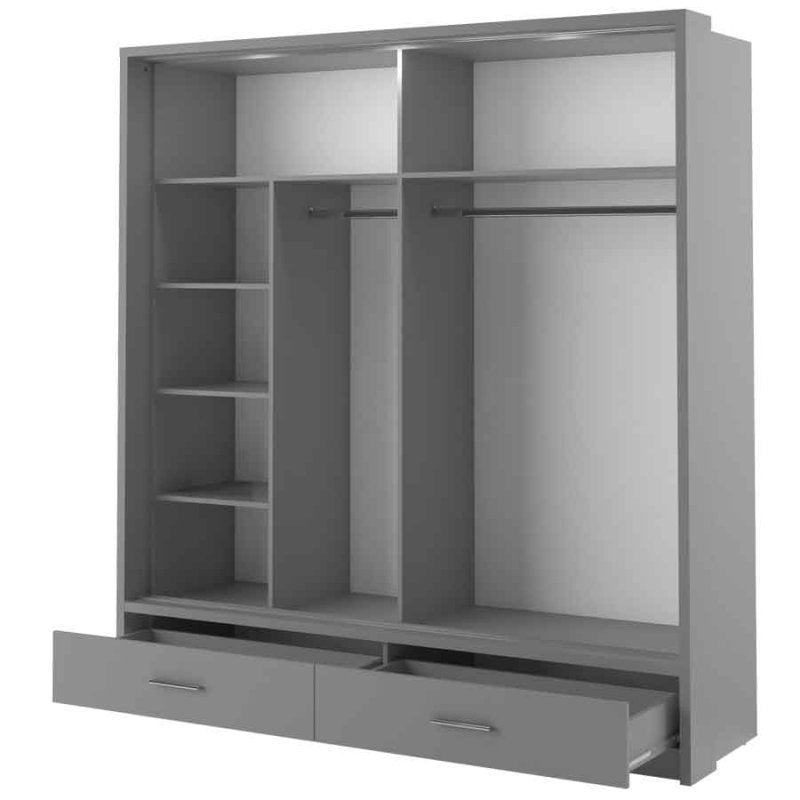 Kleiderschrank ARTI 5 mit zwei Schiebetüren, zwei Schubladen und einem Spiegel LENART