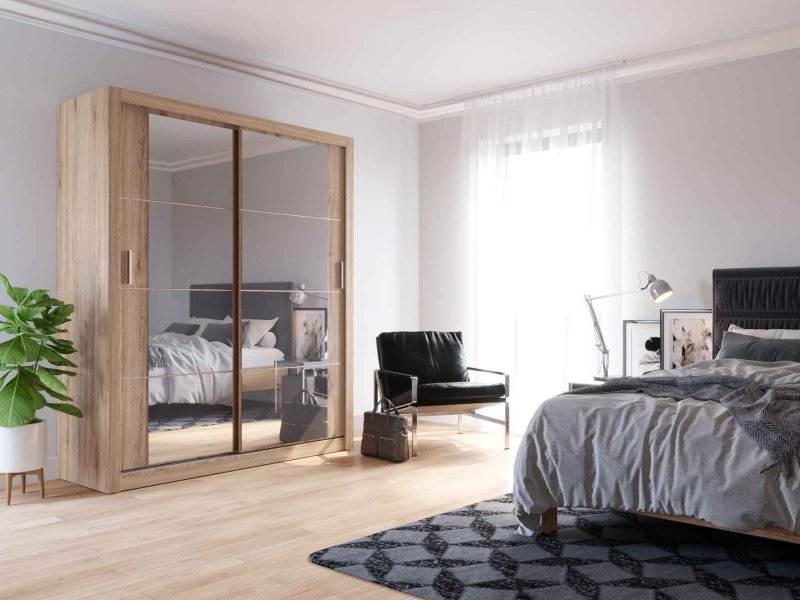 Kleiderschrank ARTI 3 mit zwei Schiebetüren und Spiegeln LENART