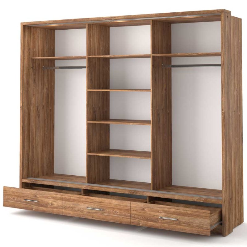 Kleiderschrank ARTI 1 mit drei Schiebetüren, drei Schubladen und einem Spiegel LENART
