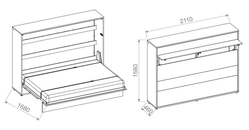 Wandklappbett Bed Concept 140x200 Horizontal Lenart Bett