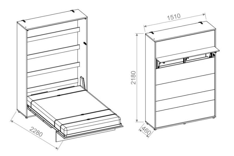 Wandklappbett Bed Concept 140x200 Vertikal Concept Lenart Bett