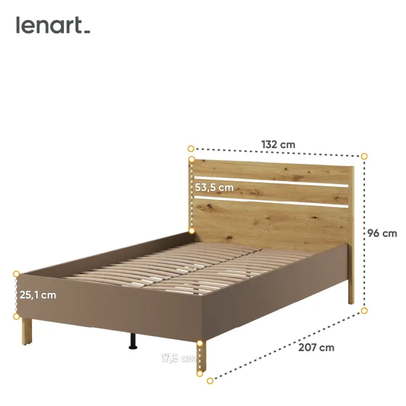 Bett Lenart LENNY LY-08 Eiche Artisan/beige/Trüffel