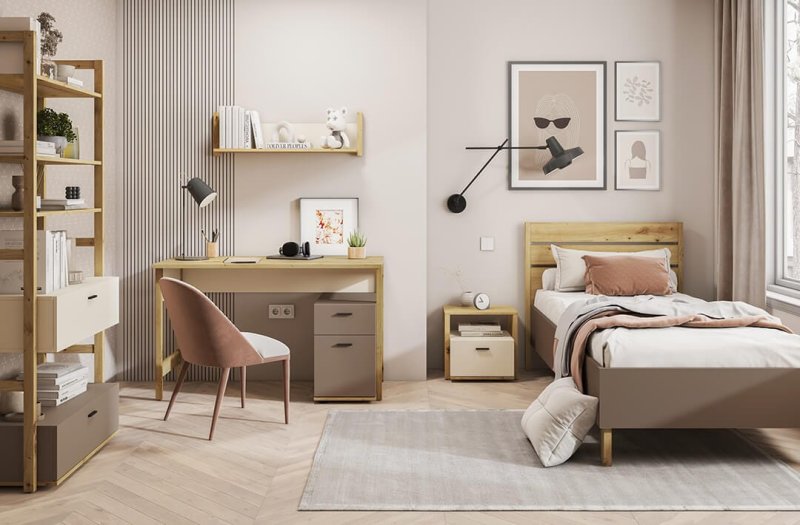 Nachttisch Lenart LENNY LY-07 Eiche Artisan/beige/Trüffel