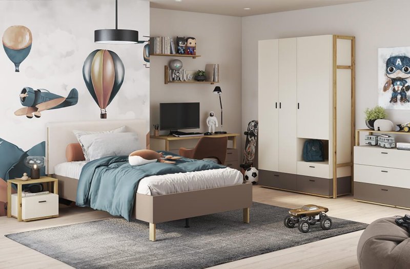 Schreibtisch Lenart LENNY LY-04 Eiche Artisan/beige/Trüffel