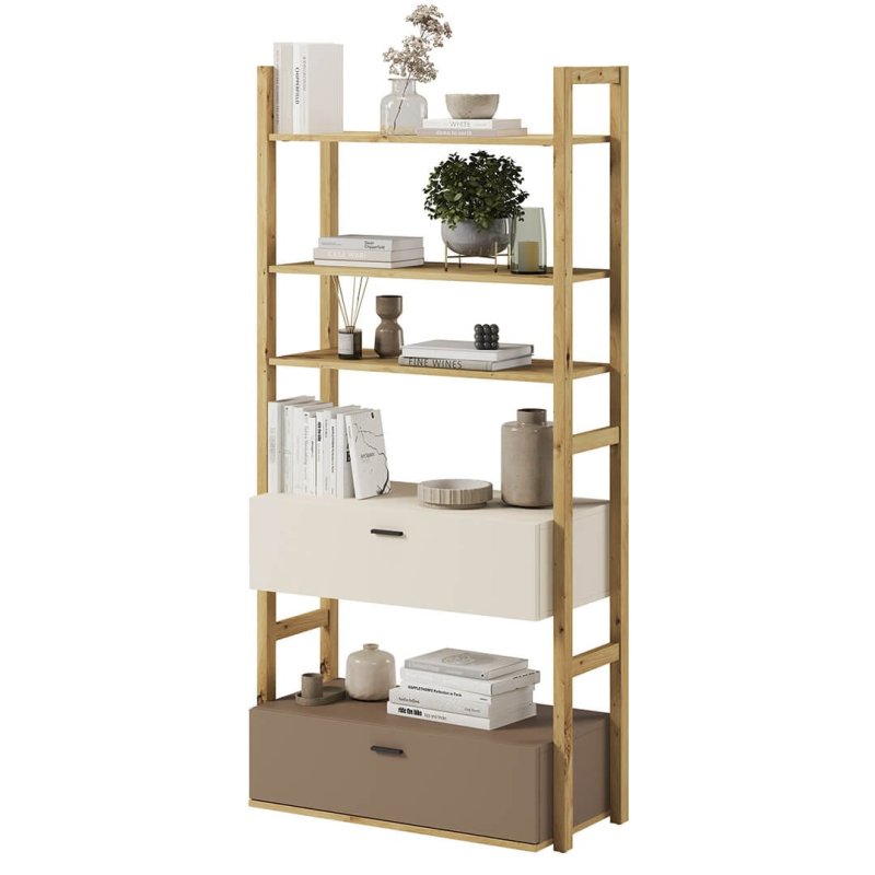 Bücherregal Lenart LENNY LY-02 Eiche Artisan/beige/Trüffel