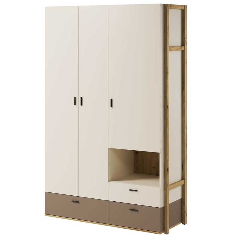 Kleiderschrank Lenart LENNY LY-01 Eiche Artisan/beige/Trüffel