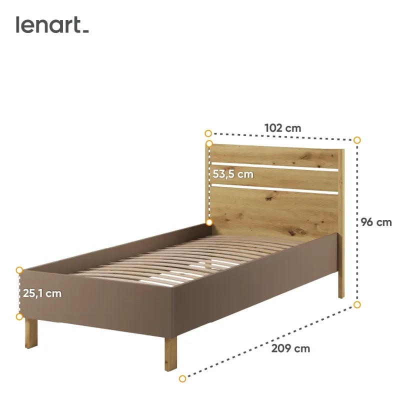 Bett Lenart LENNY LY-10 Eiche Artisan/beige/Trüffel