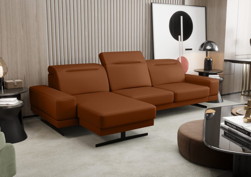 Fiore Mini Ecksofa – Modernes Ledersofa mit verstellbaren Kopfstützen
