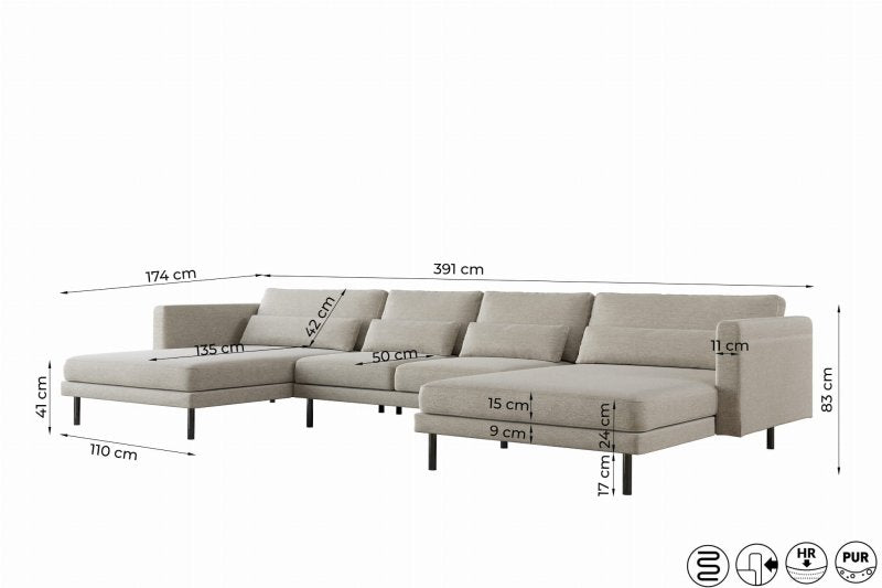 Ecksofa DANI U mit Maßen