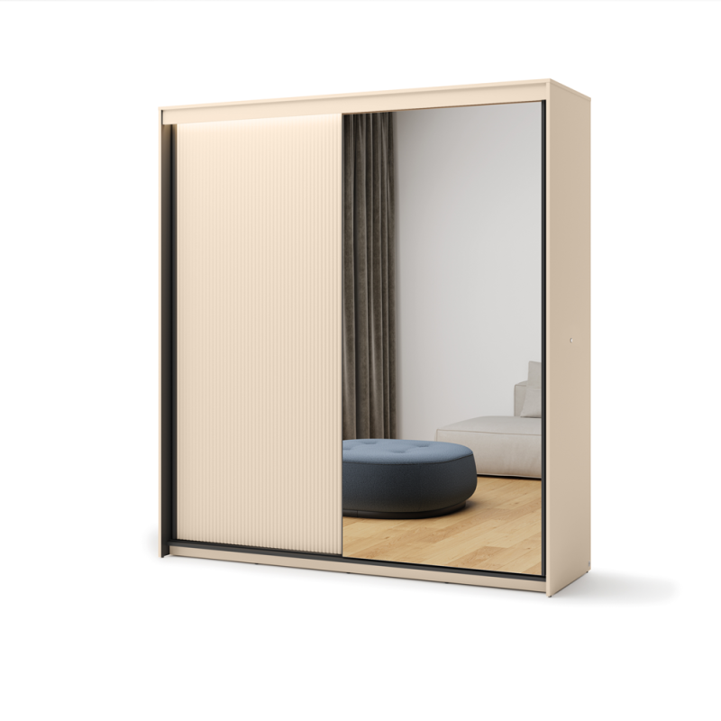 großer Schiebetürenschrank, Schrank mit Spiegel, zweitüriger Kleiderschrank , TS-01 LENART