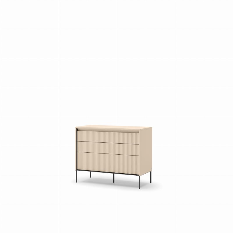 Kommode TS-05 mit 3 Schubladen und LED-Beleuchtung, sandbeige/schwarz