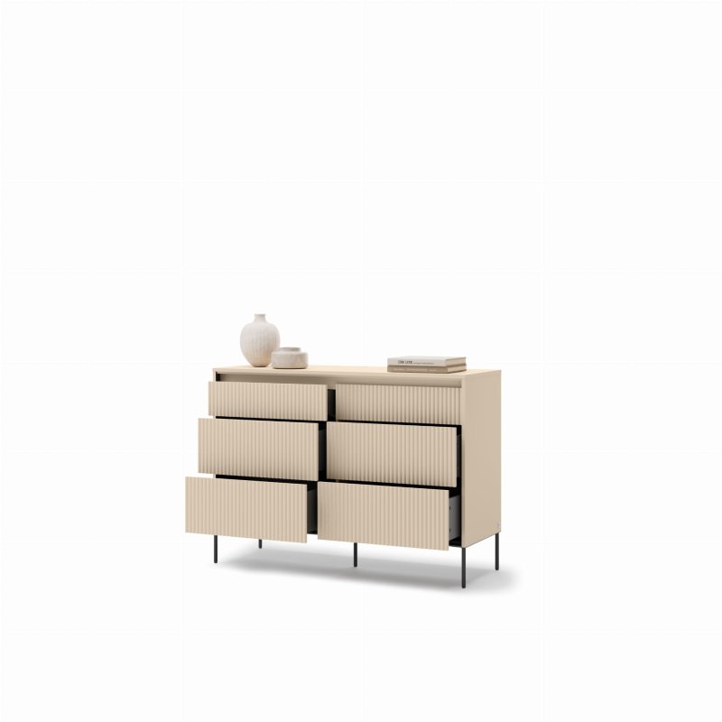 Kommode Schlafzimmer TS-06 sandbeige-schwarz – Produktfoto auf weißem Hintergrund