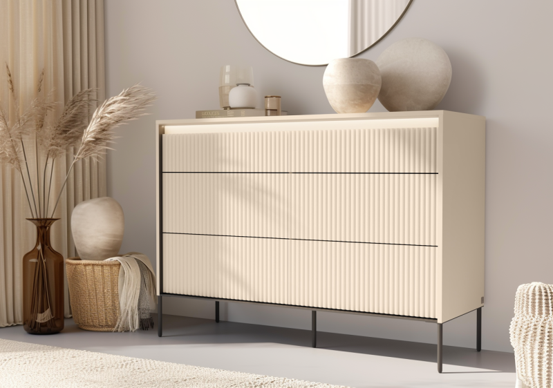 Design-Kommode TS-06 im modernen Schlafzimmer – stilvolle Einrichtungsidee