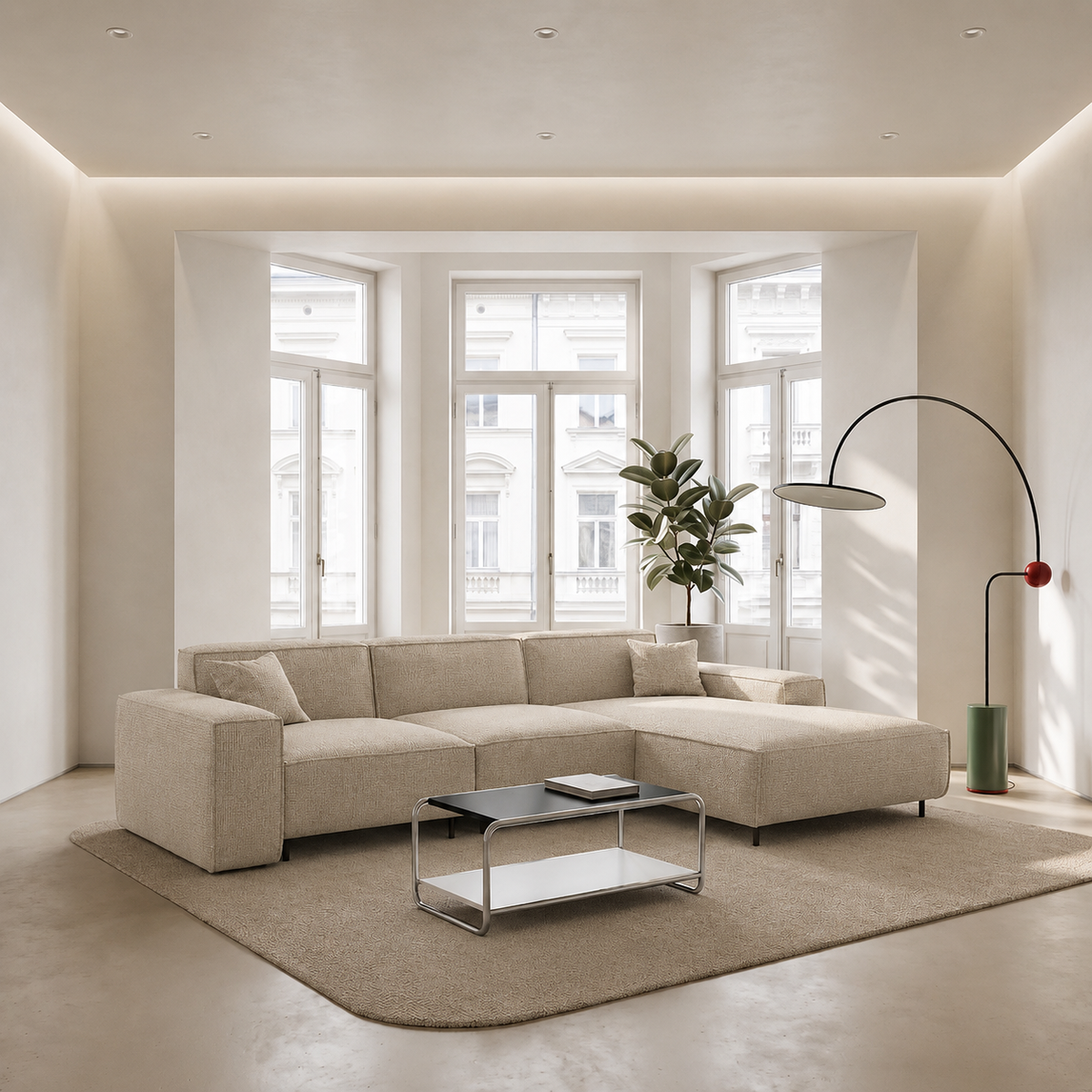 LUGA L HILLS Ecksofa, Artico, Beige