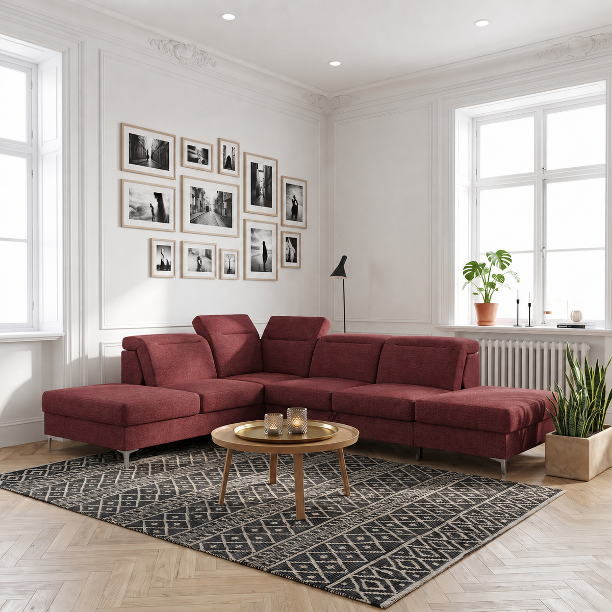 OSLO Ecksofa in Weinrot, Gemma 58