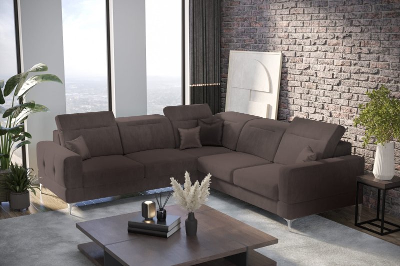 Ecksofa Malibu Max 250x250 cm mit Schlaffunktion Terra 26