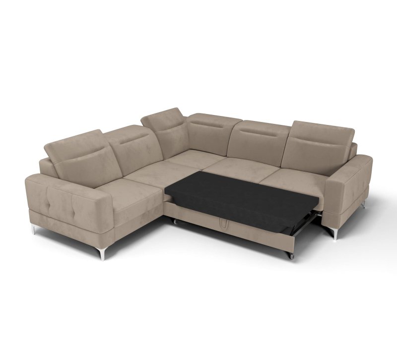 Ecksofa  mit Schlaffunktion, Ecksofa mit Verstellbare Kopfstützen & Armlehne