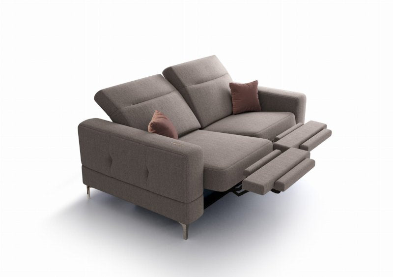 Malibu Relax II 2-Sitzer mit elektrischer Relaxfunktion und verstellbaren Kopfstützen, Stoff Gemma 86