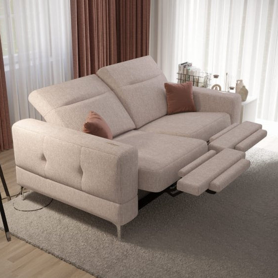Malibu Relax II 2-Sitzer mit elektrischer Relaxfunktion und verstellbaren Kopfstützen, Stoff Gemma 04