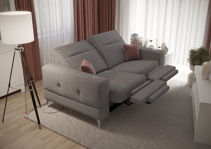 Malibu Relax II 2-Sitzer mit elektrischer Relaxfunktion und verstellbaren Kopfstützen, Stoff Gemma 85