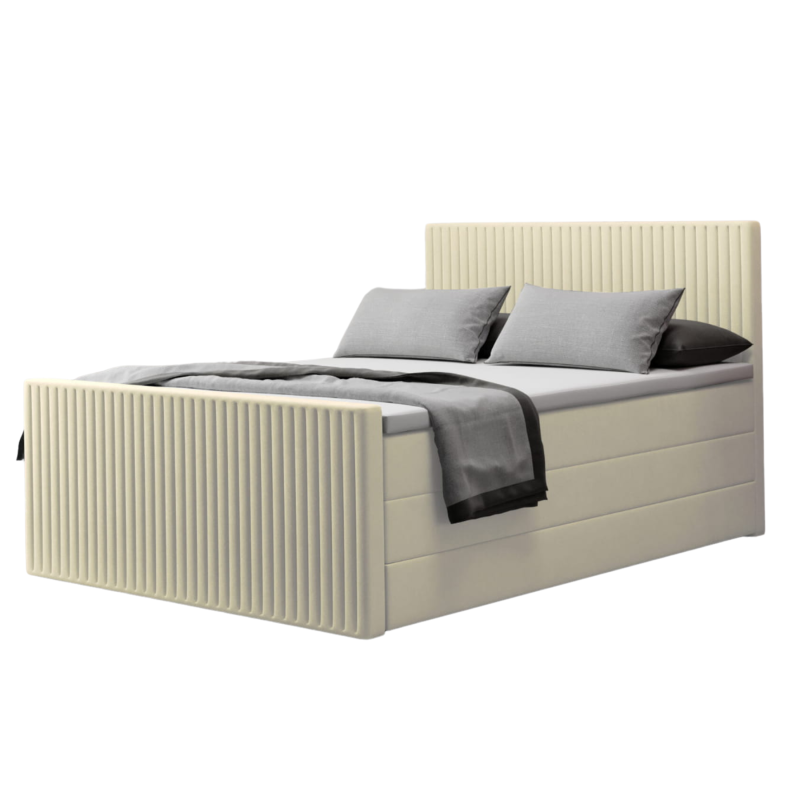 Boxspringbett RISE PREMIUM Hotelbett mit zwei Bettkasten kontinentales Bett, Creme