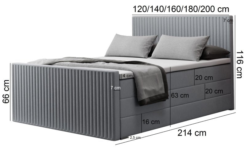 Boxspringbett RISE PREMIUM Hotelbett mit zwei Bettkasten kontinentales Bett Maße
