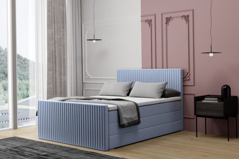 Boxspringbett RISE PREMIUM Hotelbett mit zwei Bettkasten kontinentales Bett eis