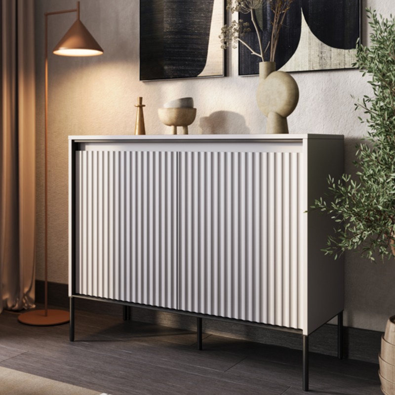 Kommode TREND TR-02 in Sandbeige in moderner Wohnraum-Einrichtung – stilvoll und kompakt