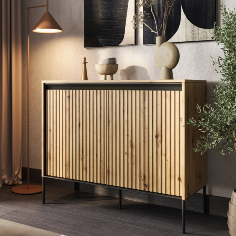 Kommode TREND TR-02 in Eiche Artisan in moderner Wohnraum-Einrichtung – stilvoll und kompakt