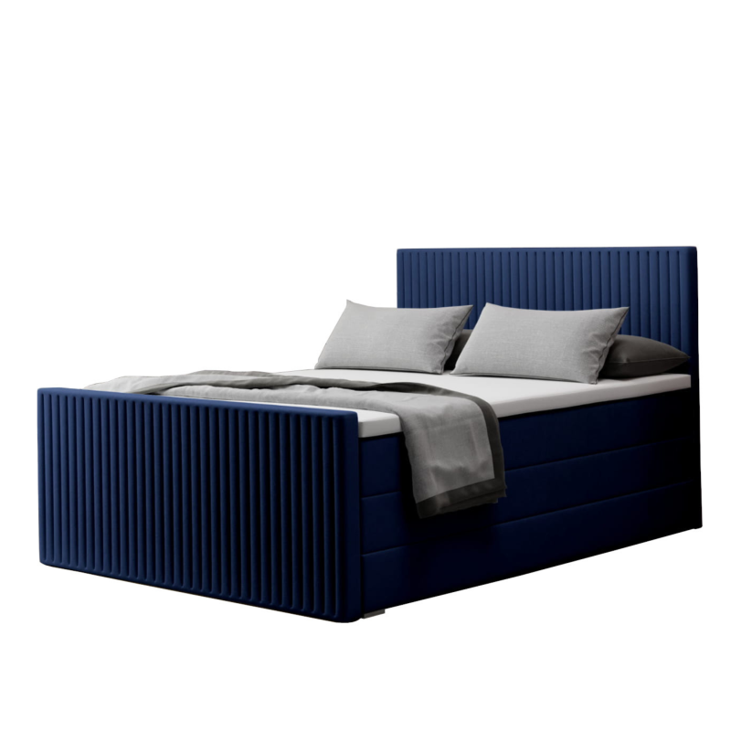Boxspringbett RISE PREMIUM Hotelbett mit zwei Bettkasten kontinentales Bett, Dunkelblau