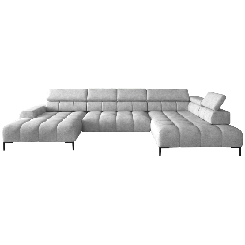 Ecksofa PLAZA XL mit Relaxfunktion und Sitztiefenverstellung Elektrisch Sofa, Hellgrau