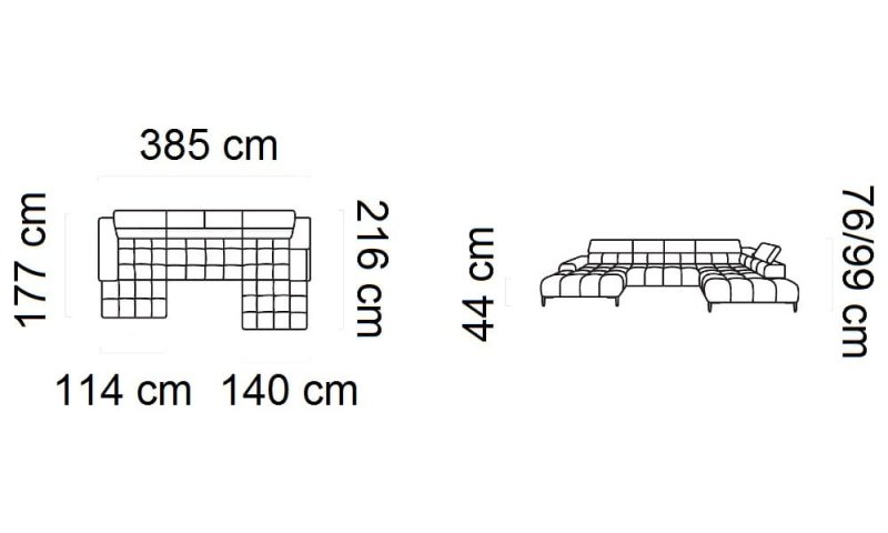 Ecksofa PLAZA XL mit Relaxfunktion und Sitztiefenverstellung Elektrisch Sofa