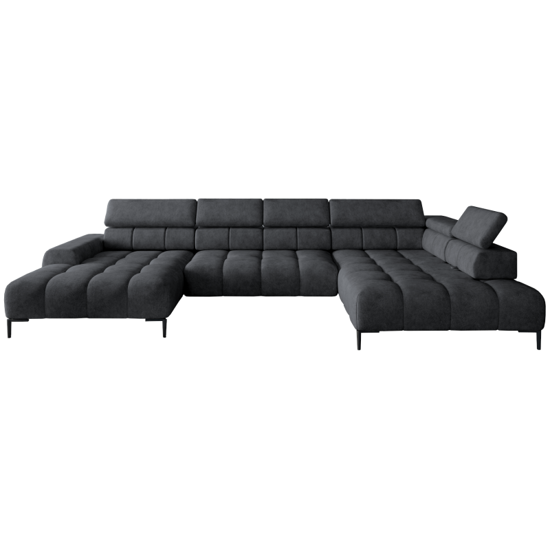 Ecksofa PLAZA XL mit Relaxfunktion und Sitztiefenverstellung Elektrisch Sofa, Dunkelgrau
