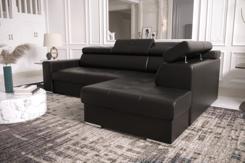 Ecksofa MARGO I Ledersofa Schwarz