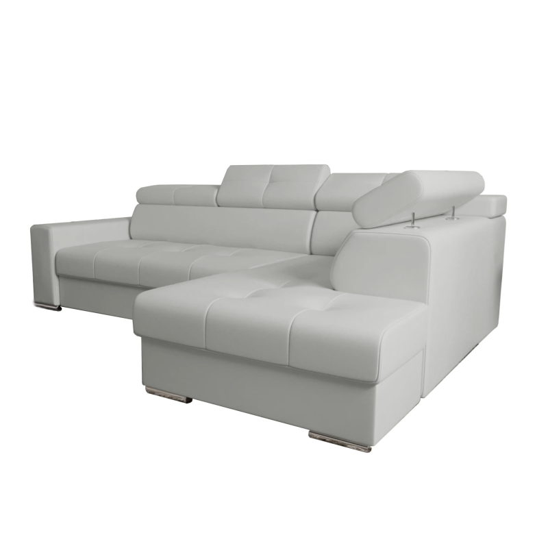 Ecksofa MARGO I Ledersofa mit Schlaffunktion und Bettkasten, Hellgrau.png