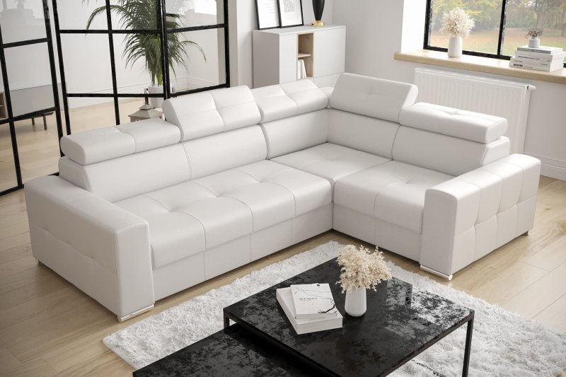 Ecksofa MARGO II Ledersofa Weiß