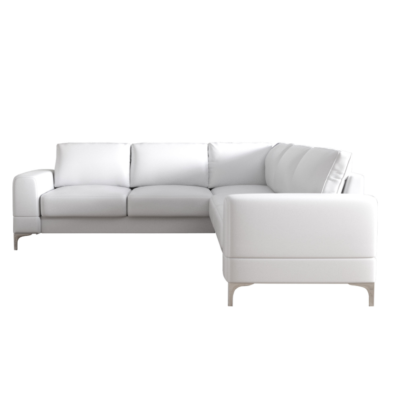 Ecksofa Leder ARIA MAX Ledersofa L-Form 250×250 Schlaffunktion und Bettkasten, Weiß (D-1)