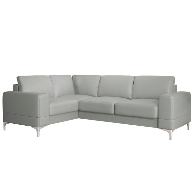 Ecksofa Leder ARIA II Ledersofa L-Form 250×185 Schlaffunktion und Bettkasten, Hellgrau U-24
