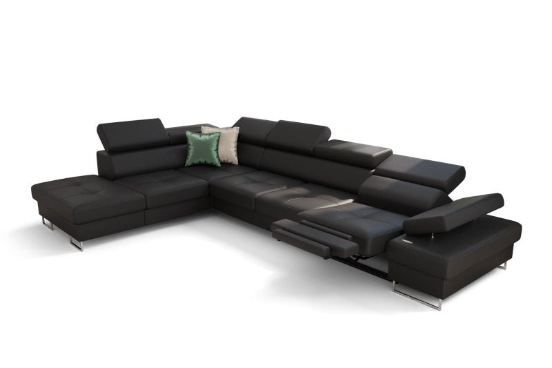 Ecksofa GALAXY RELAX Ledersofa Schwarz