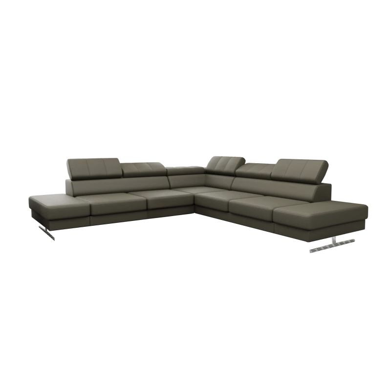 Ecksofa EMPORIO MAX Ledersofa 300×300 cm verstellbare Kopfstützen, Schwarz K-70