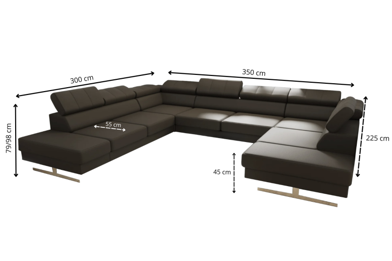 EMPORIO MAX I Ledersofa 300X350X220 cm