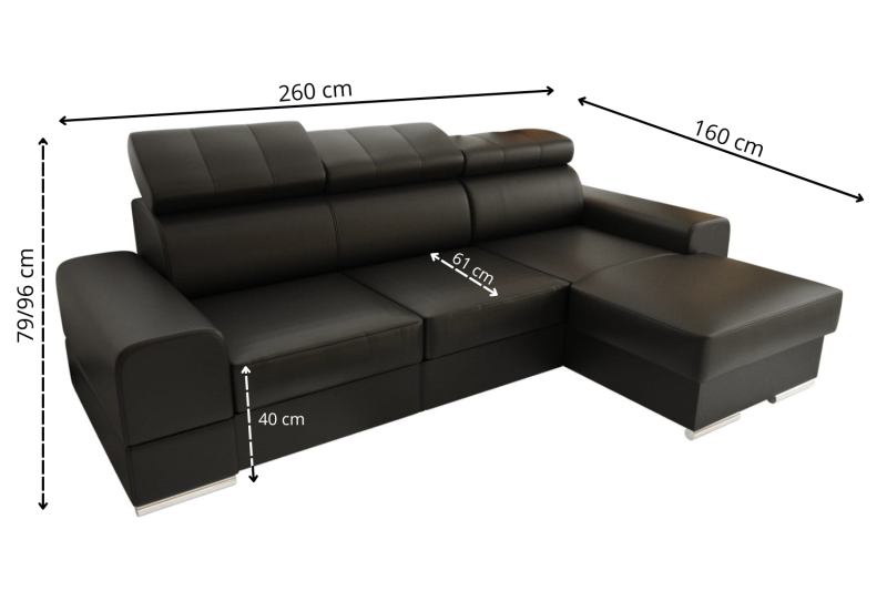 Royal Mini Ecksofa 260x160 cm