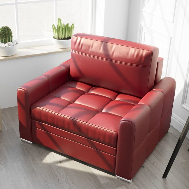 Leder Sessel VERONA Polstersessel mit Schlaffunktion - Rot