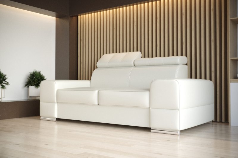 Elegantes Ledersofa Royal II – 225 cm, Verstellbare Kopfstützen & Echtes Leder -  Weiß