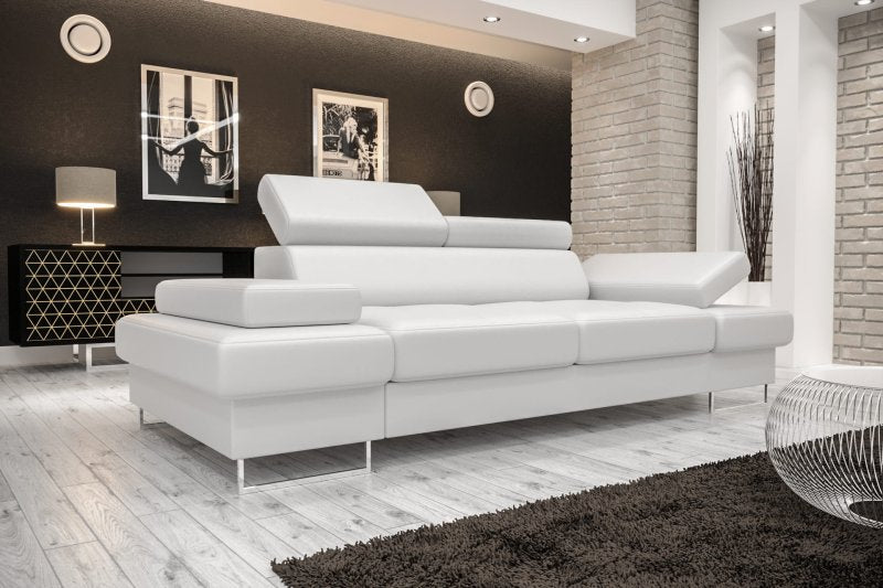 Ledersofa GALAXY II Leder Couch verstellbare Kopfstützen 235 cm - Weiß