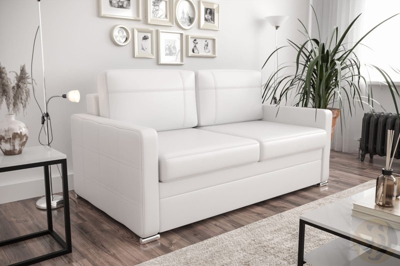 Ledersofa AVANTI III Leder Couch mit Schlaffunktion 167 cm - Weiß