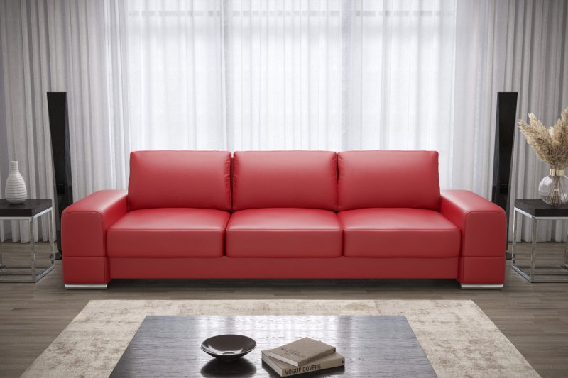 Ledersofa ZARA DL – 270 cm mit Schlaffunktion & DL-Ausklappsystem - Rot